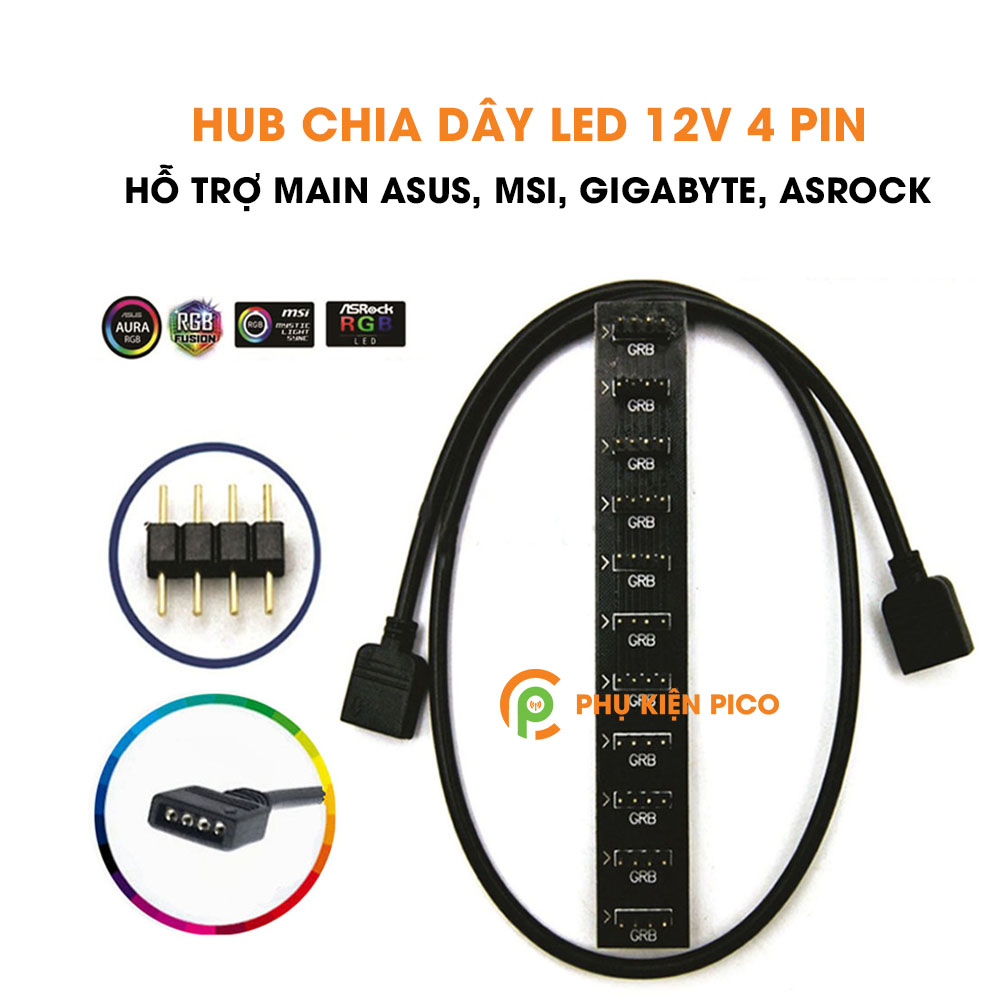 HUB chia LED 12v RGB 4 Pin hỗ trợ Main ASUS, MSI, GIGABYTE, ASROCK