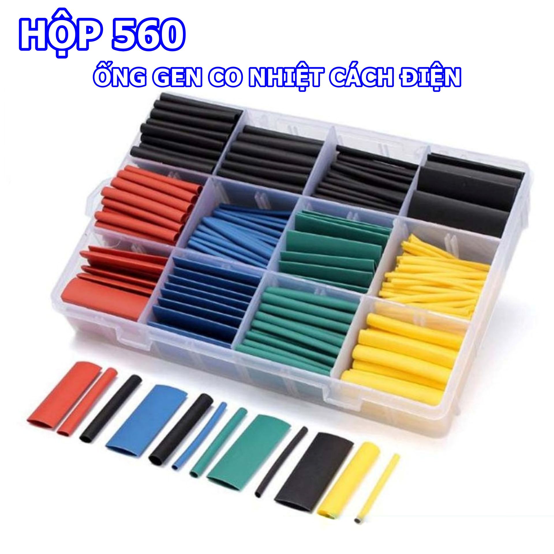 Bộ gen co nhiệt bọc cách điện - Bộ 560 Ống gen co nhiệt đủ loại có hộp