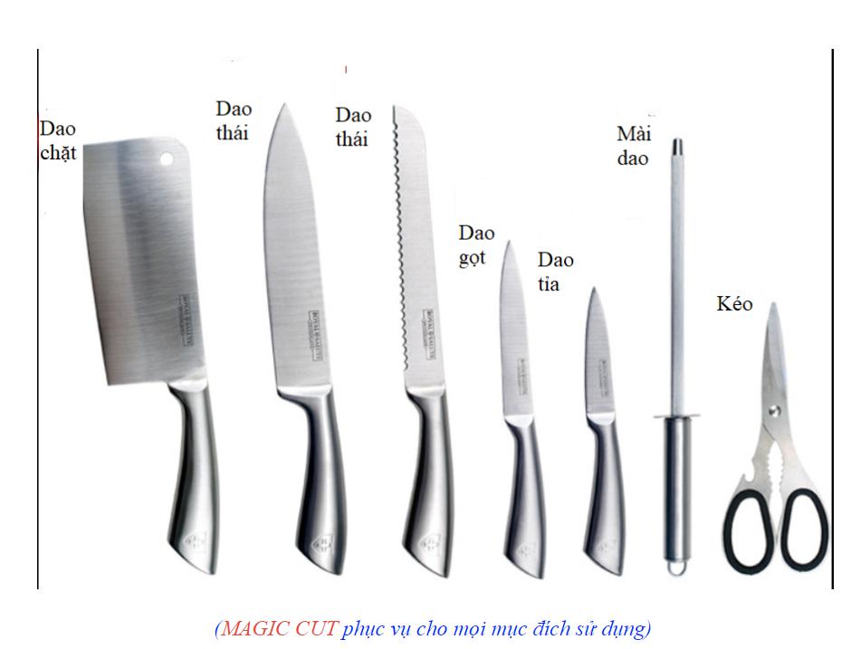 Smart1688 -Bộ dao MAGIC CUT chất liệu thép Damascus Japan