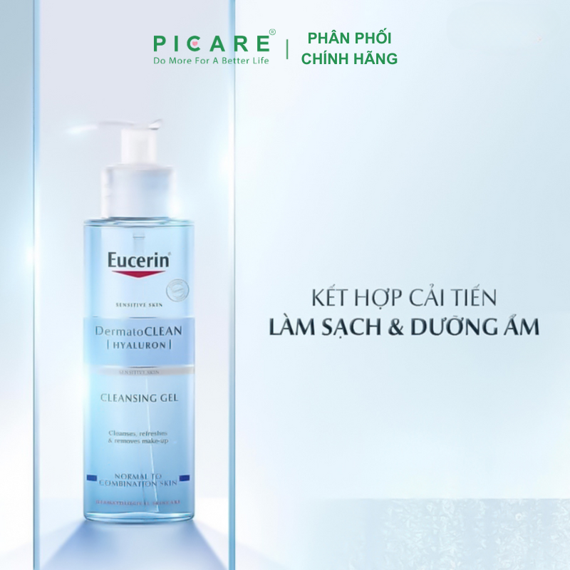 [GIẢM 20K ĐƠN 399K] Eucerin Sữa rửa mặt cho da nhạy cảm  Dermatoclean Gel 200ml