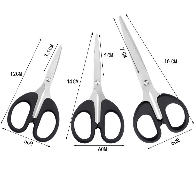 Kéo cắt giấy văn phòng màu đen 12-14-16cm