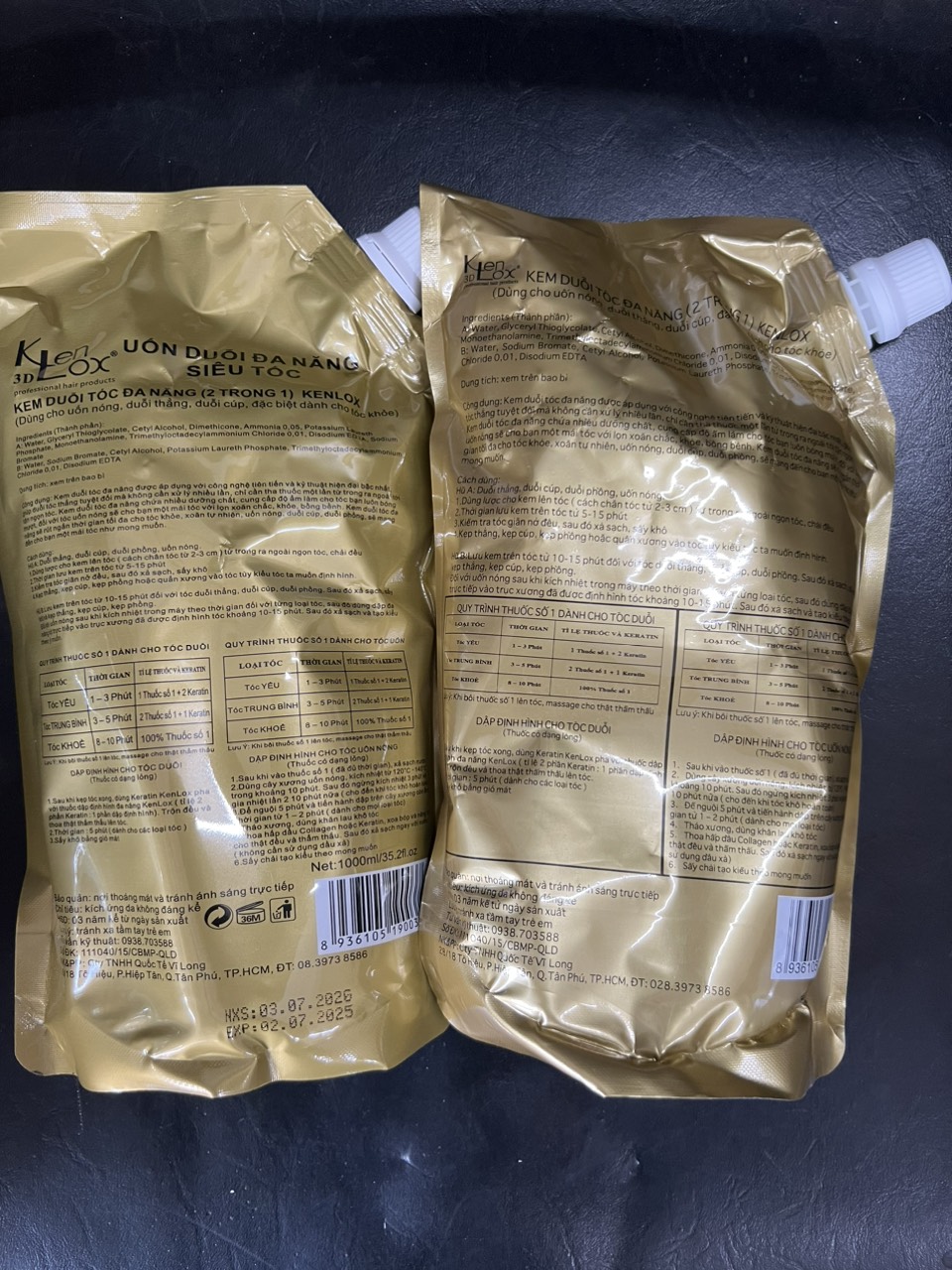 Thuốc uốn duỗi tóc Kenlox keratin siêu tốc đa năng 2in1 1000ml x2