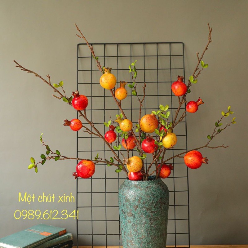 Cây Lựu Giả Quả To Cành Dài 96Cm 🌿 ( Ảnh Thật )