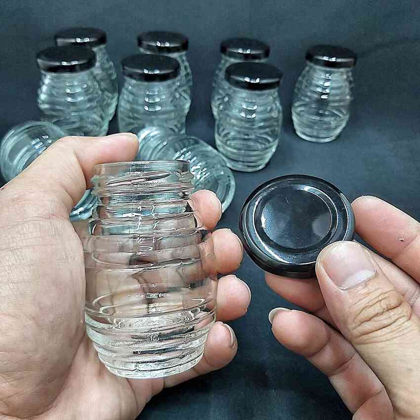 Hũ Làm Sữa Chua Thủy Tinh 100ML (combo 20 cái) con ong  nắp thiếc đen –  Hũ Chưng Yến 100ML - Hủ Yaourt Thủy Tinh - Hũ Gia Vị