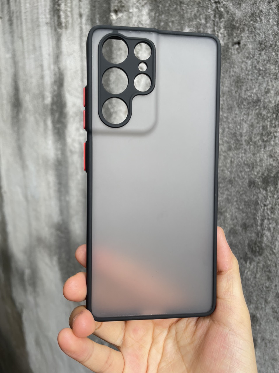 Ốp lưng cho Samsung Galaxy S21 Ultra nhám viền màu che camera (đen)