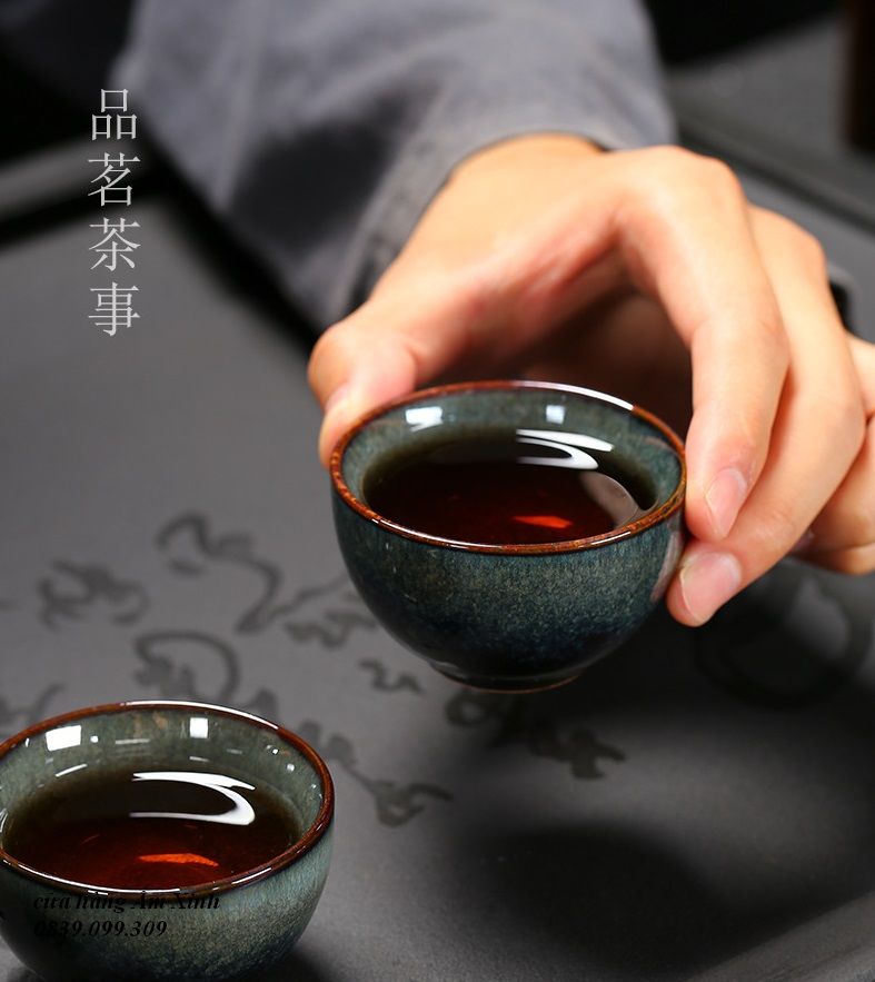 Bộ ấm chén pha trà đạo men Thiên Mục Lông Thỏ Hỏa Biến