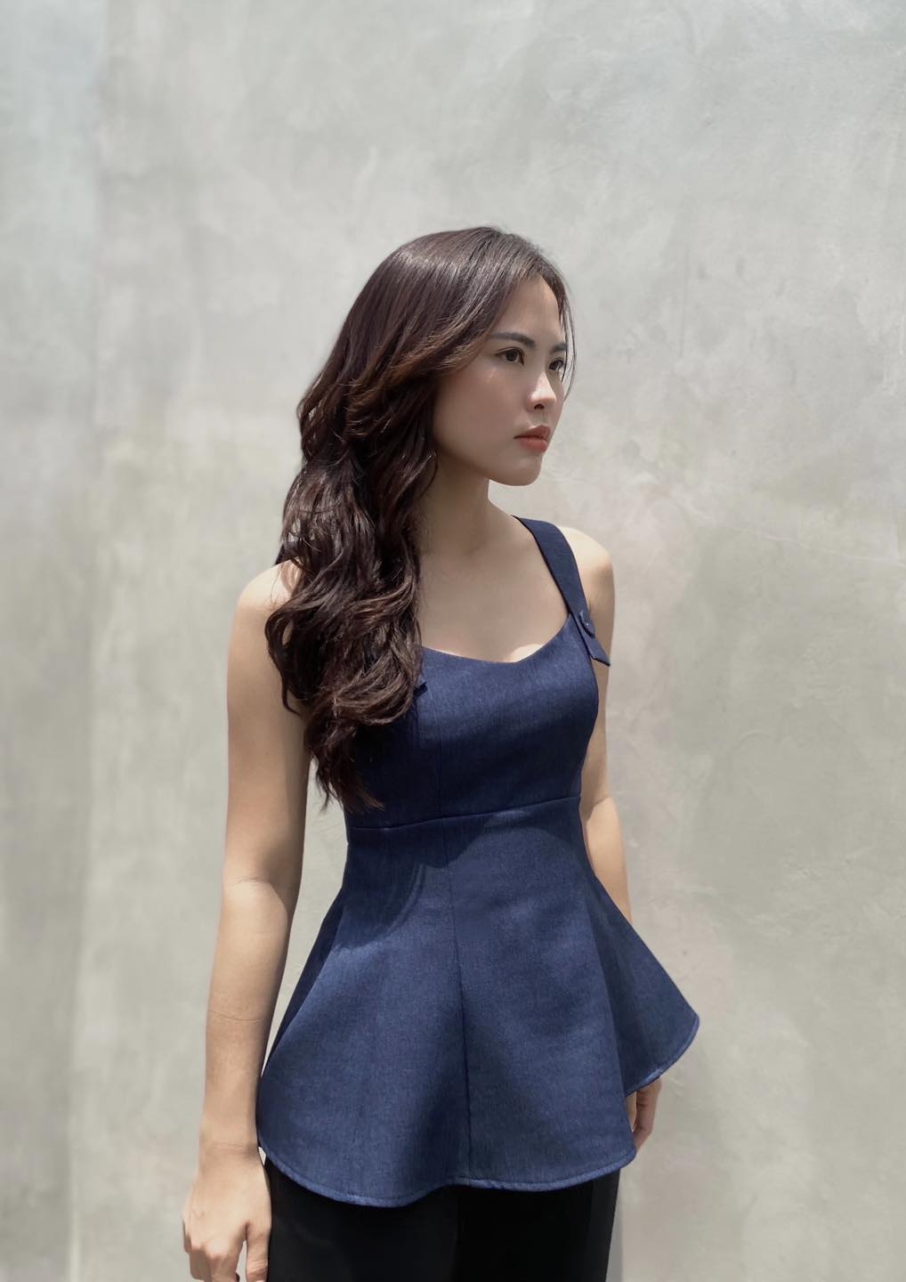 Áo kiểu CHARMO cotton nhật không nhăn Button Halter Top