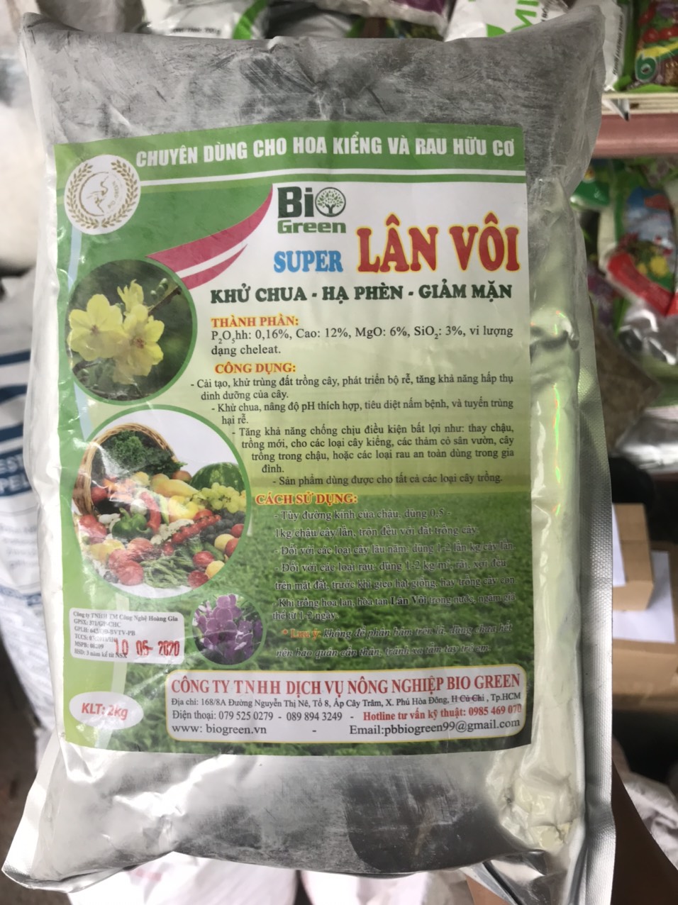 Vôi trồng cây, vôi tinh chất 98% gói 1kg