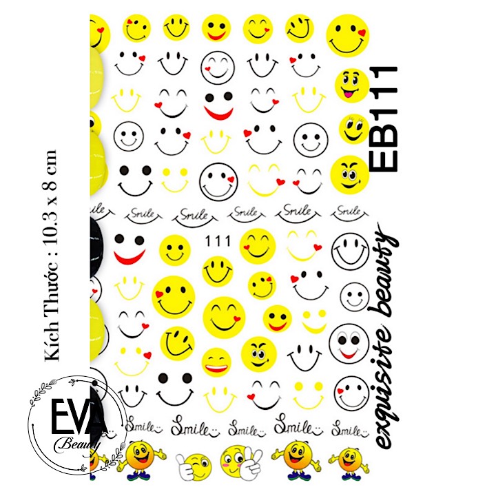 [HCM]Decal Dán Móng Tay 3D Nail Sticker Hoạ Tiết Icon Mặt Cười EB111