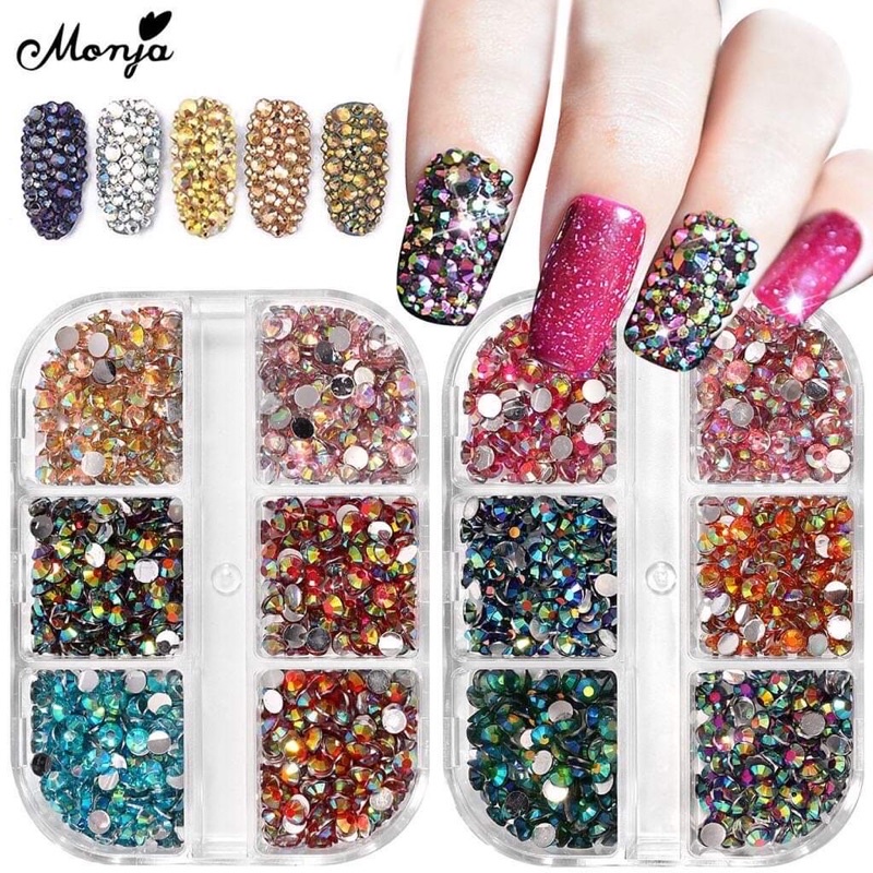 Đá khay 6 ngăn mix màu siêu sáng đẹp đính móng