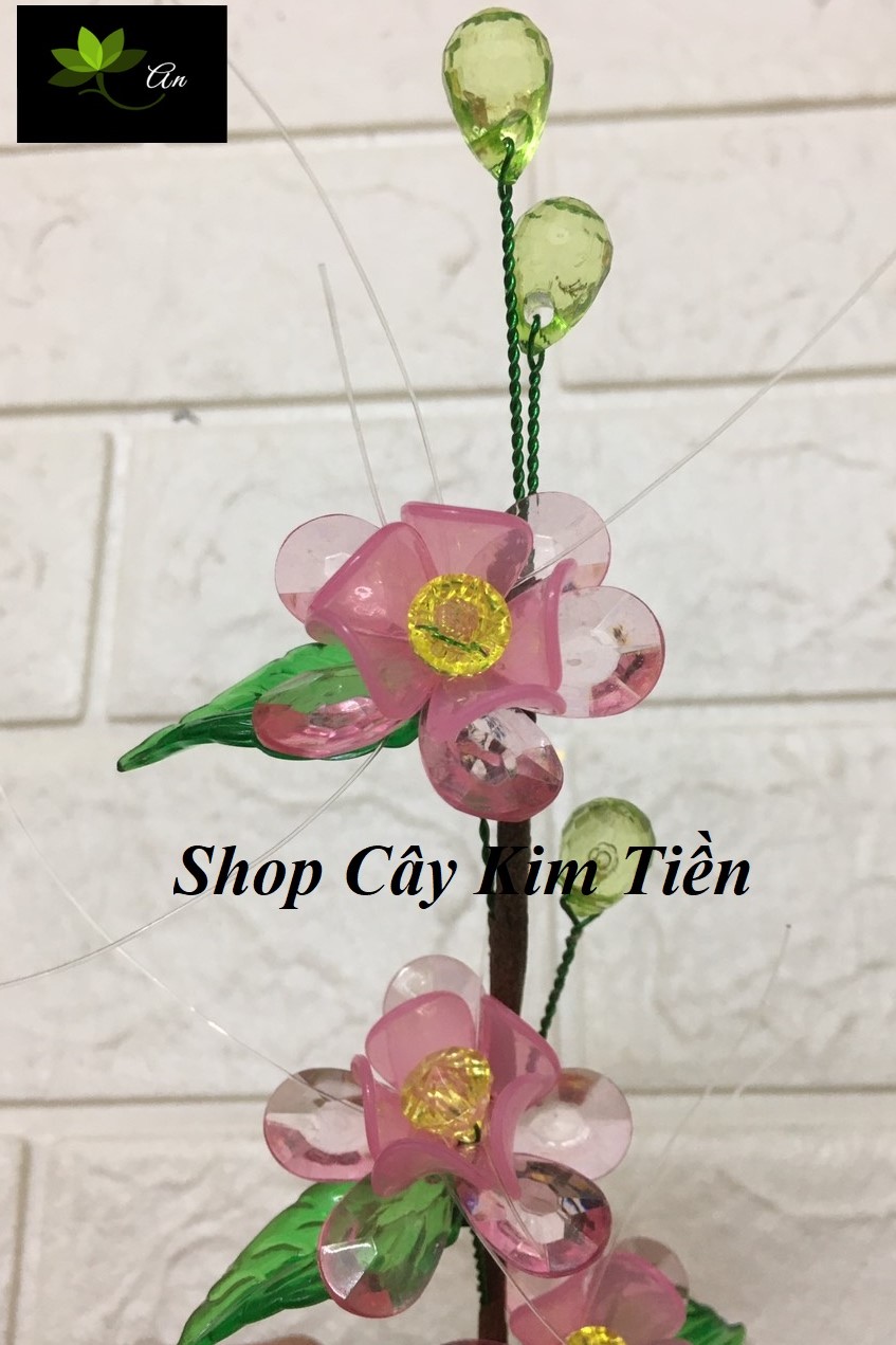 Cành mai, đào pha lê đá làm sẵn dài 40-45cm ( có 5 mẫu lựa chọn)