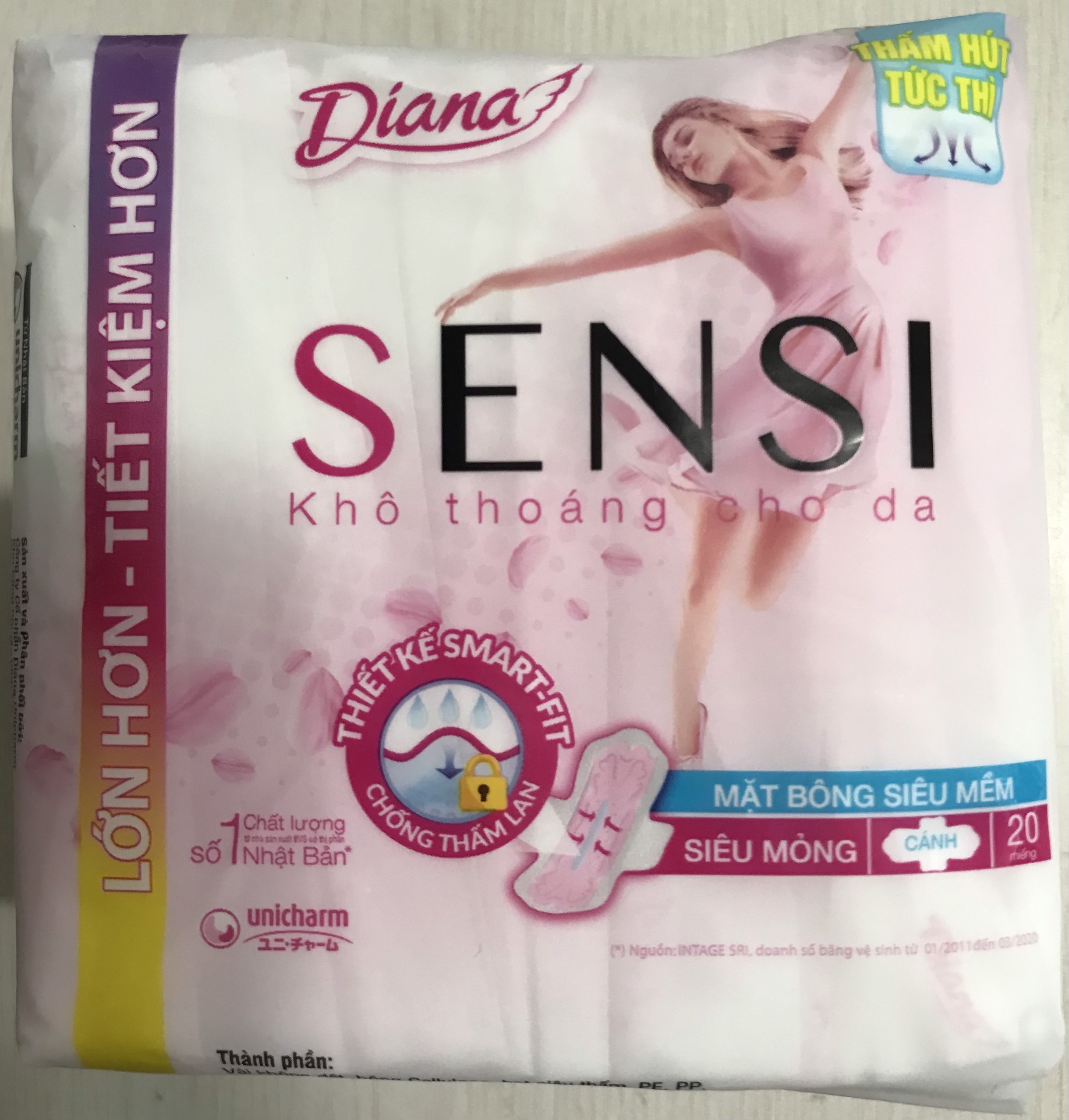 BVS Diana Sensi Siêu Mỏng Cánh Gói 20 Miếng