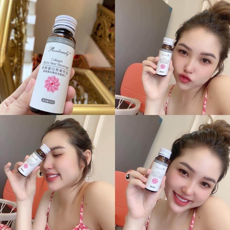 Nước Uống Collagen Yến Rose Beauty Dưỡng Trắng Da Hộp 8 Chai x 50ml