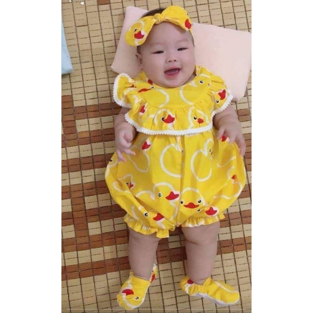 Body Liền Thân Hình Vịt Con Cho Bé Sơ Sinh (Kèm Băng Đô +Giày)