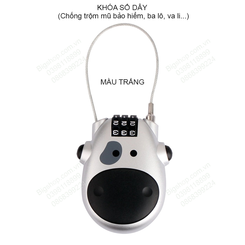 Khóa số dây chống trộm mũ bảo hiểm, ba lô, va li , khóa số đa năng