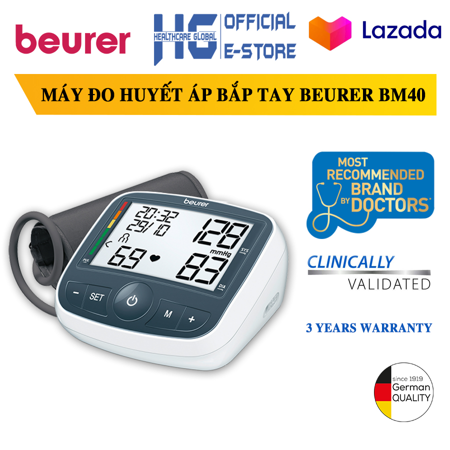 Máy đo huyết áp bắp tay Beurer BM40 Chính Hãng BH 3 năm  kèm adapter  -