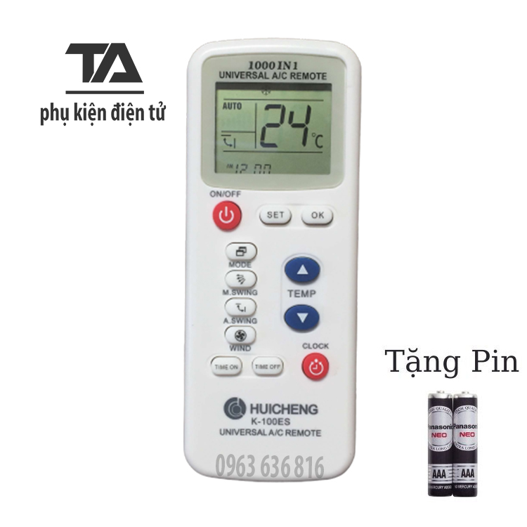 [ FREE SHIP ] Điều khiển điều hòa đa năng 1000 in 1 K-100ES