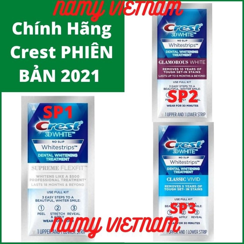 Miếng dán trắng răng Miếng dán Crest 3D White Whitestrips [Hàng Mỹ] - trắng răng Crest 3D Wh