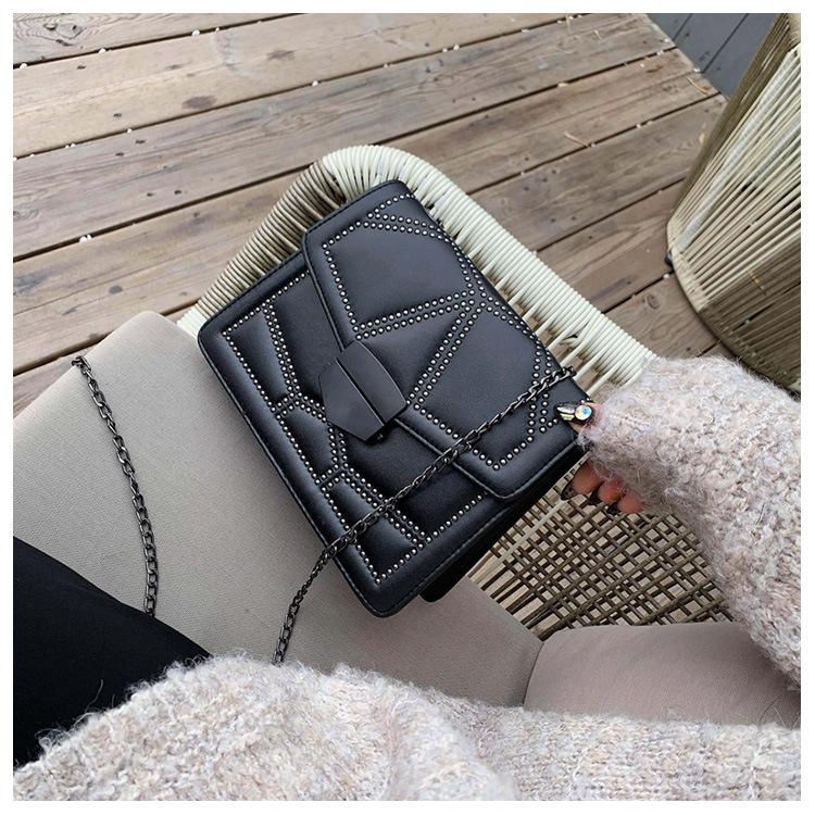 Luxurious Leather Handbag with Stones in Korean Style