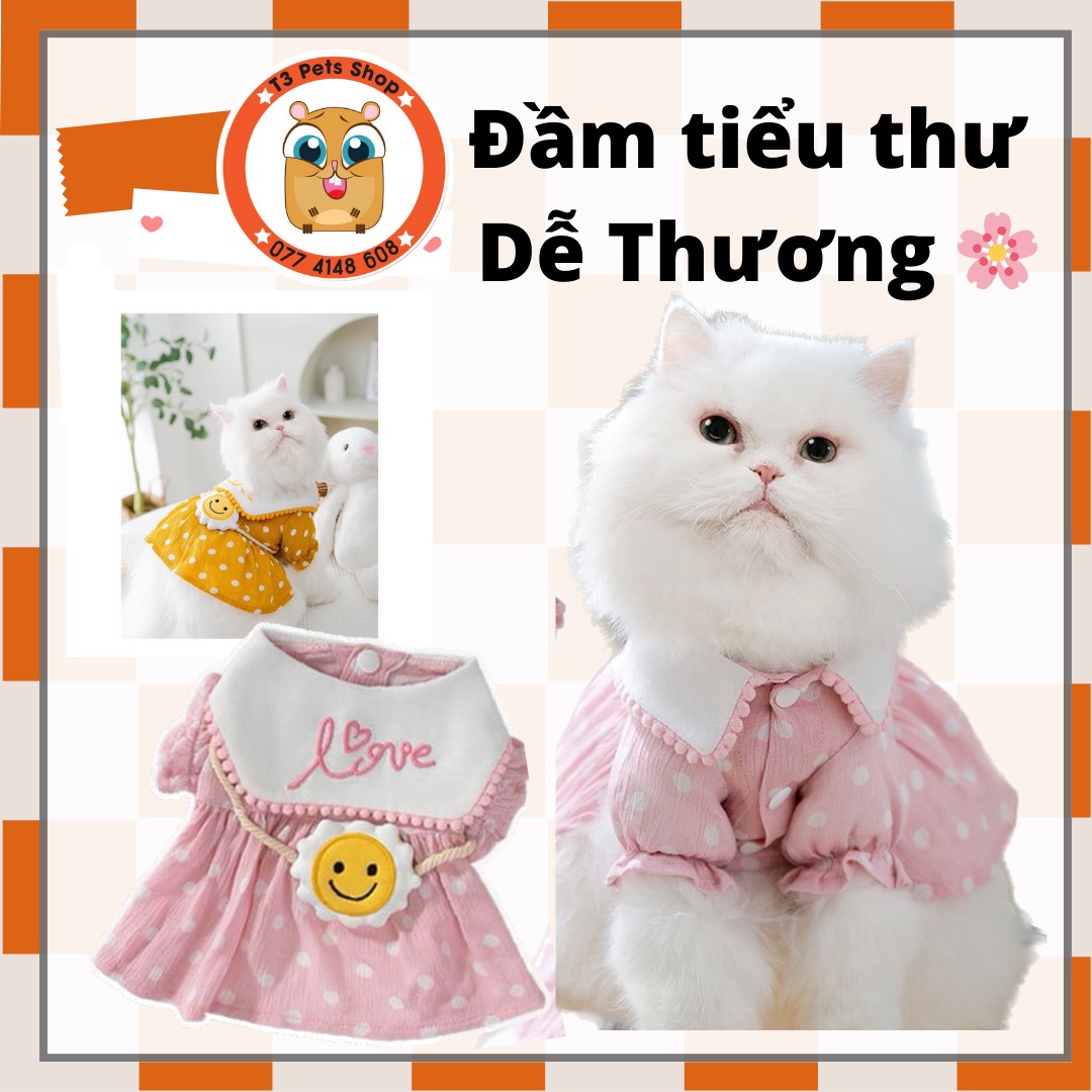 Váy đầm tiểu thư chấm bi cho chó mèo