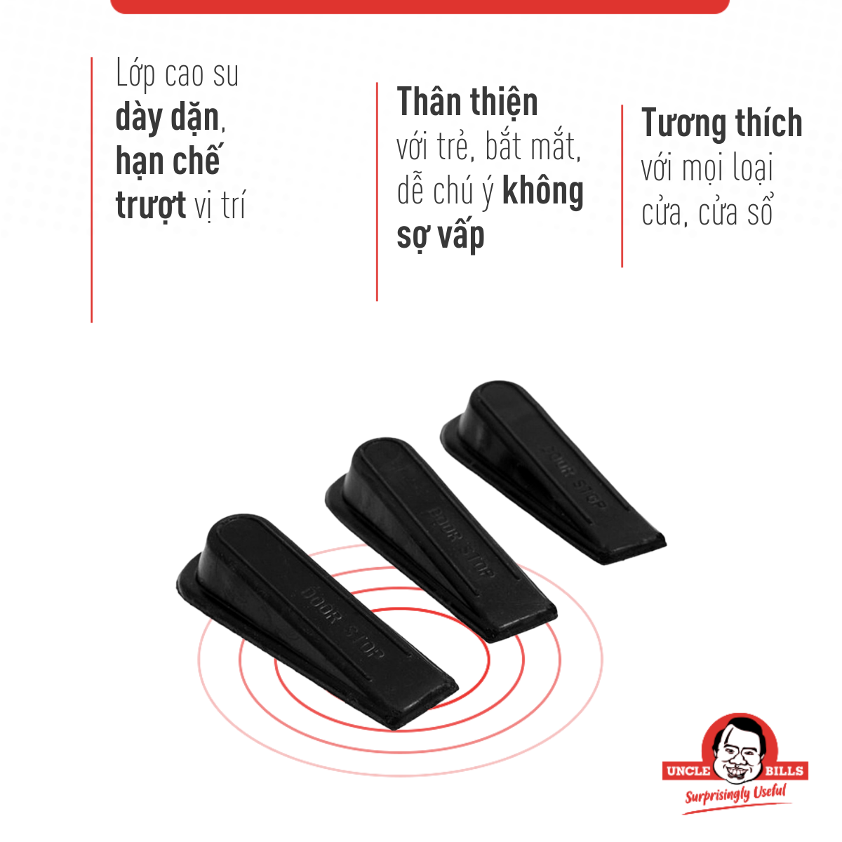 Đồ chặn Cửa Bằng Cao Su (3 Cái/Bộ) Uncle Bills BH0003