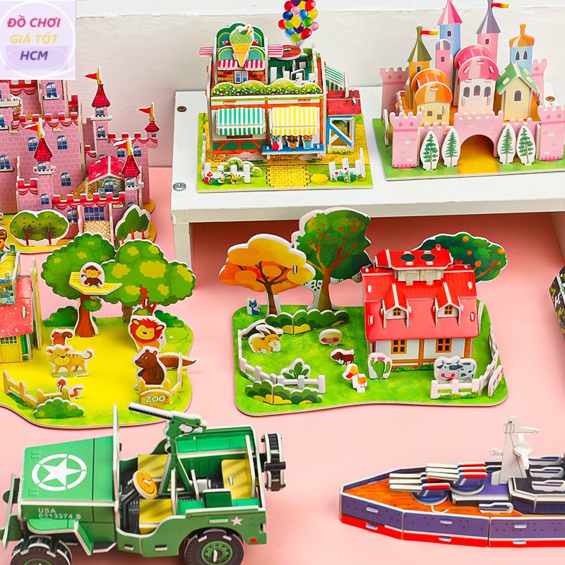 Bộ lắp ráp hình 3d cho bé - Tranh Lắp Ráp Xếp Hình 3d cho bé nhiều hình