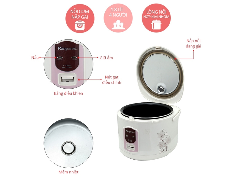 Nồi cơm điện 1.8L Kangaroo KG555