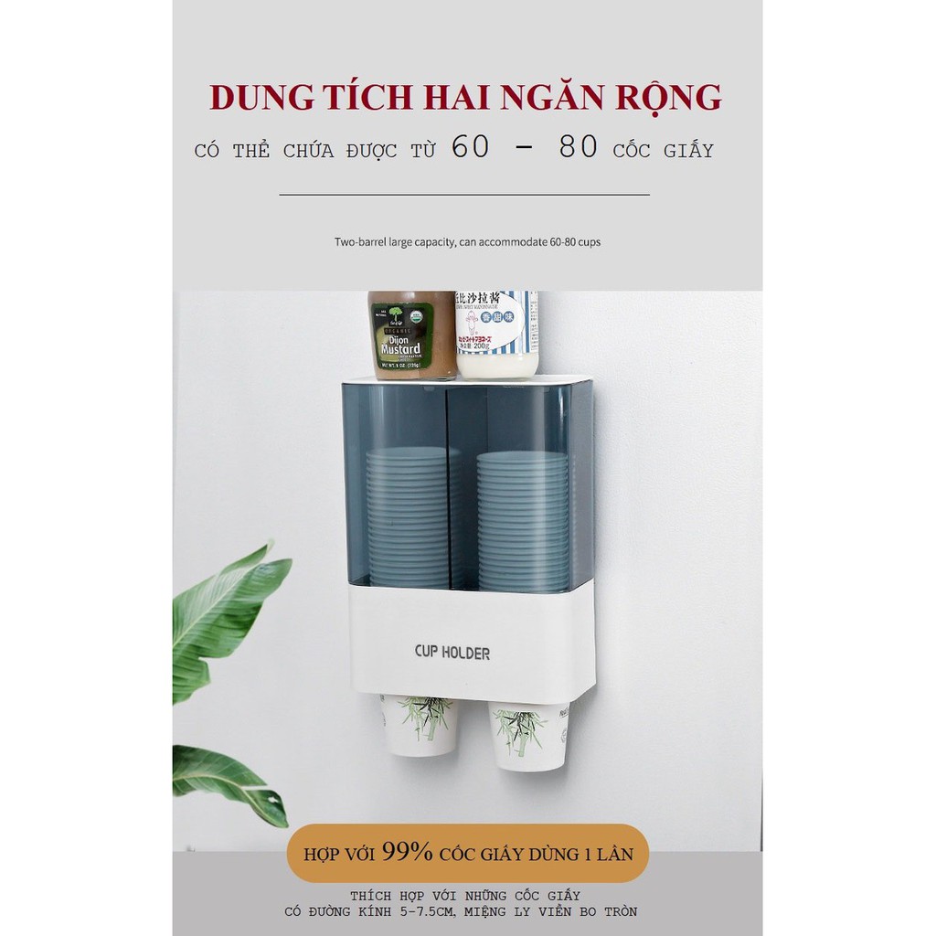 Khay 2 ngăn đựng ly giấy tự động