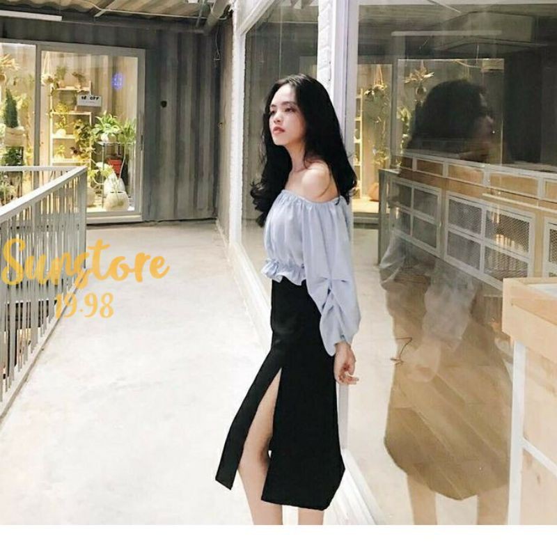 chân váy umi xẻ tà có lót trong