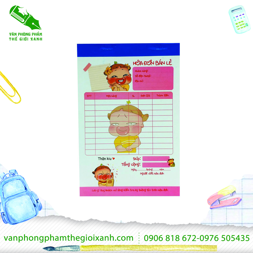 Hoá đơn 1 liên hình 50 tờ (HÌnh ngẫu nhiên)