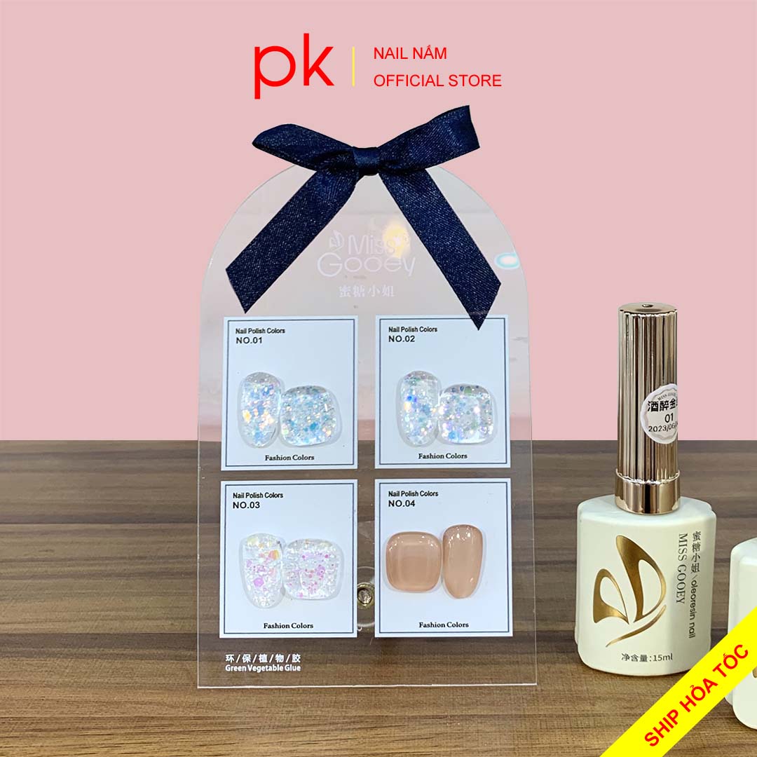Set sơn gel thạch nhũ 4 màu số 12 Miss Gooey tặng kèm bảng màu