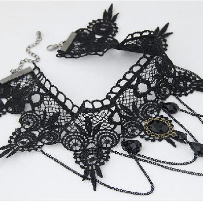 [HCM]Vòng cổ choker ren đen đính ngọc đa phong cách