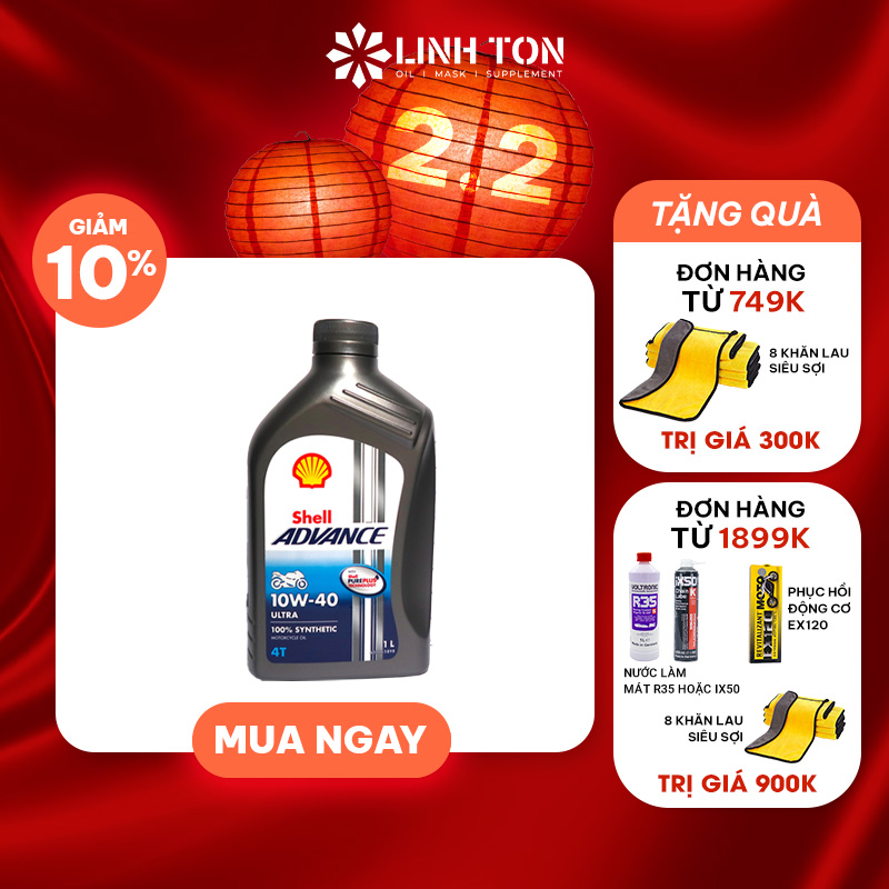 [HCM](Tem 2 lớp) Nhớt nhập khẩu Shell Advance 4T Ultra 10W40