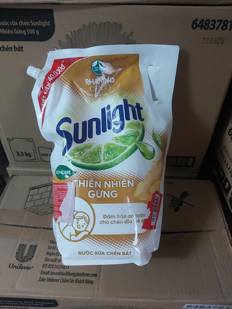 Nước rửa chén Sunlight 3.5kg/ túi hương chanh hương gừng thiên nhiên