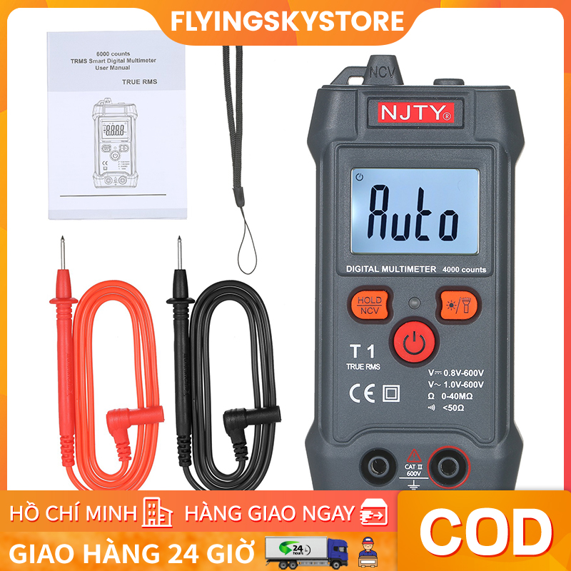 Njty lcd vạn năng kỹ thuật số ncv phạm vi tự động 4000 đếm true rms thông minh đa năng bút thử điện 600v ohm vôn kế và bút thử điện áp