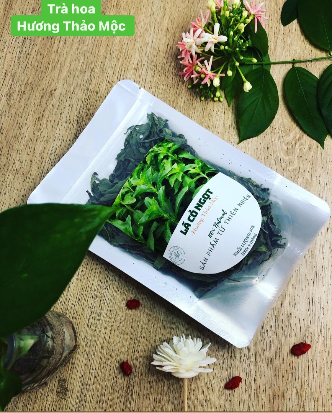 Trà Cỏ Ngọt (Nguyên lá) - Hương Thảo Mộc Trà Hoa