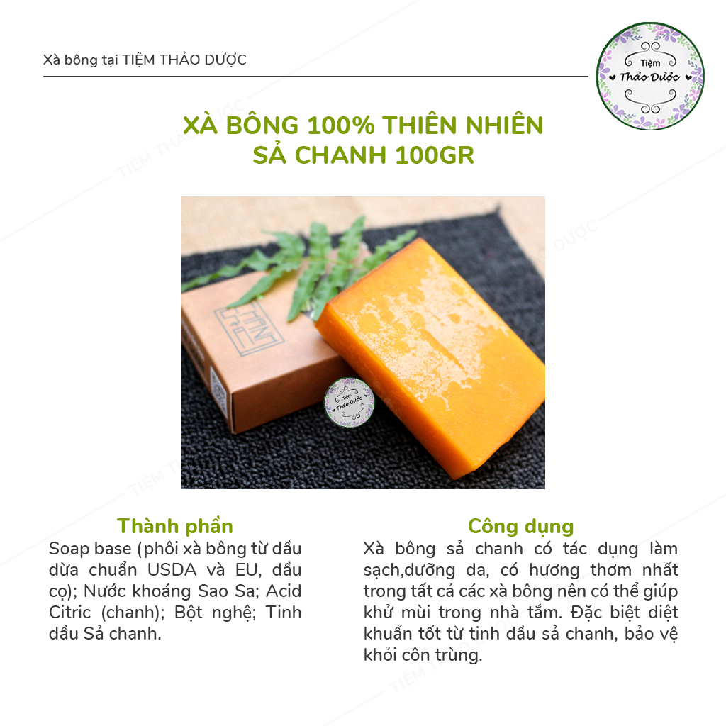 Xà Bông Sinh Dược Sả Chanh (100gr) - Mùi Thơm Nhất