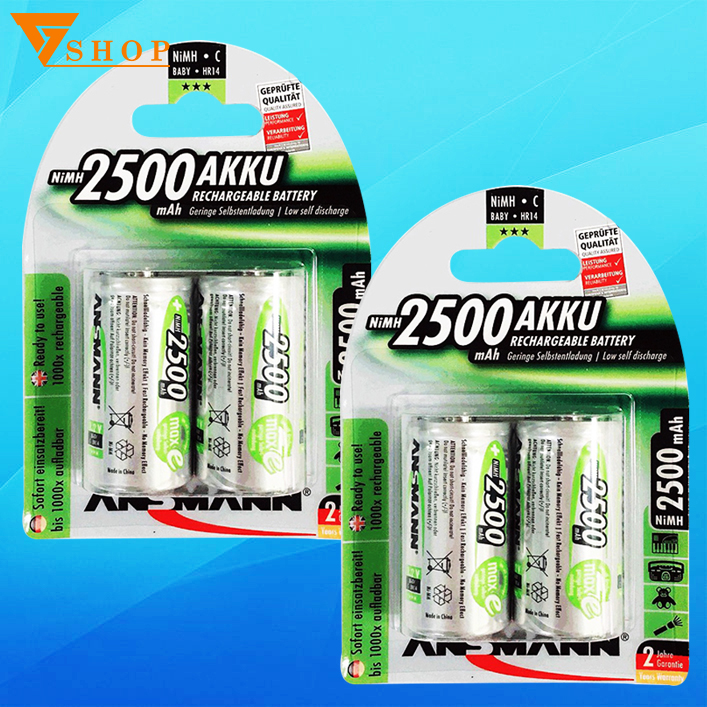 Combo 2 vỉ pin sạc trung C Ansmann 2500mAh (1 vỉ 2 viên)