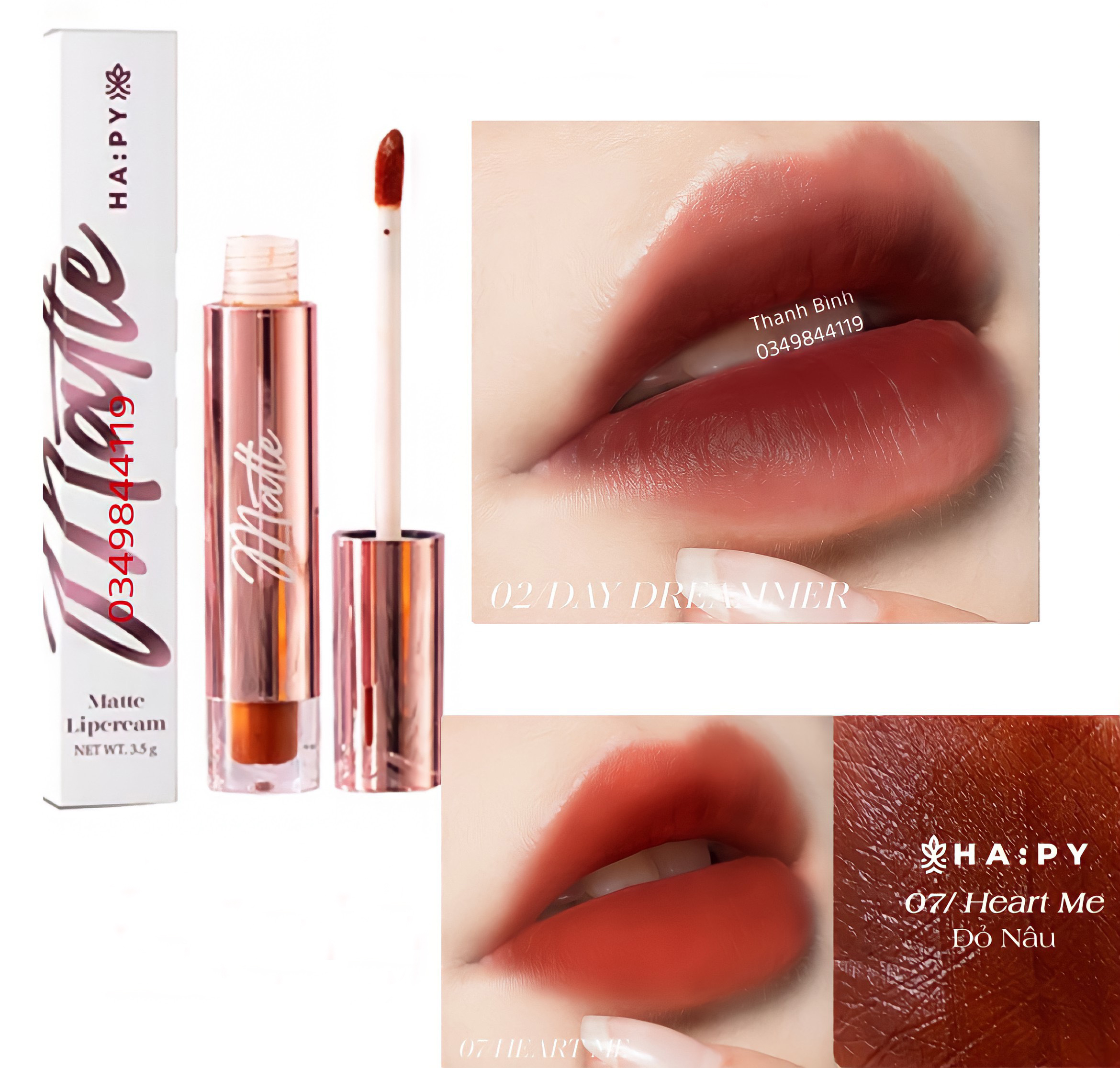 Son Happy kem lì Mattle Lipcream , Son Hapy siêu lì [son handmade]