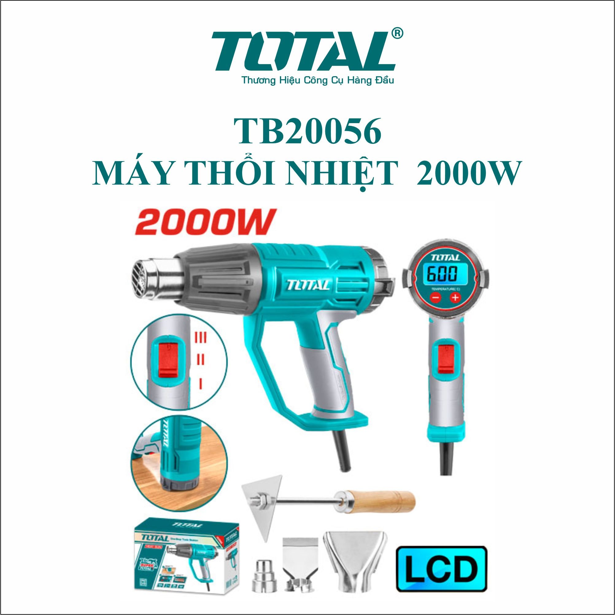 Máy khò nhiệt 2000w màn hình led total tb20056