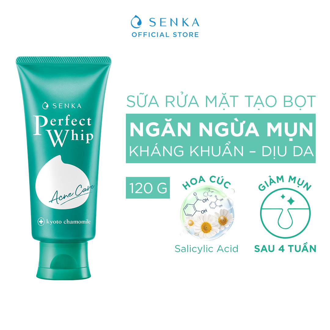 Sữa rửa mặt dành cho da mụn Senka perfect whip acne care 100g