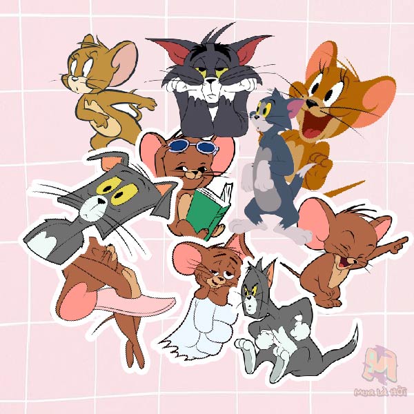 Miếng Dán Stickers In Hình Tom and Jerry
