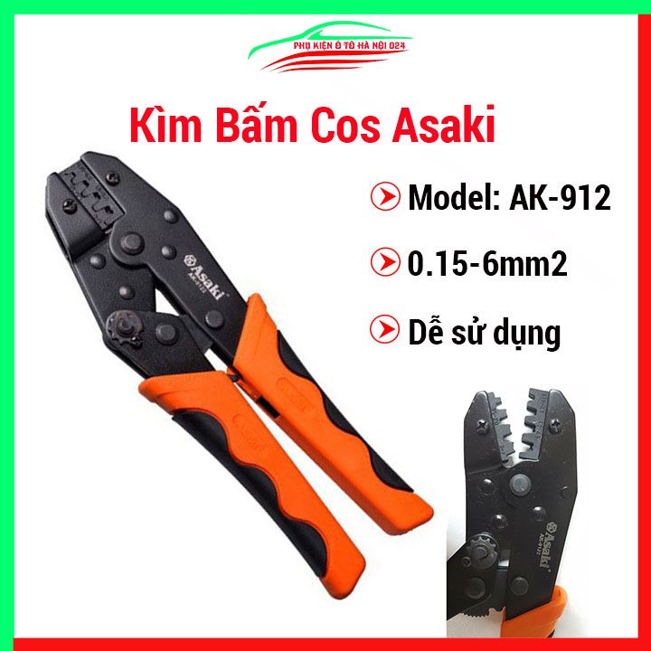 Kìm bấm cos asaki ak-9122 đầu cốt 0.15-6mm2