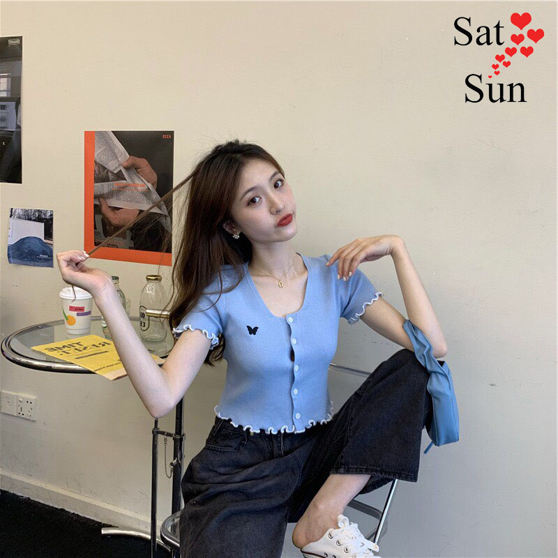Áo len croptop nữ chất mongtoghi mỏng thoáng mát satsun
