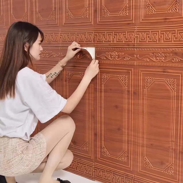 Xốp Dán Chân Tường Giả Gỗ KT 90x70cm