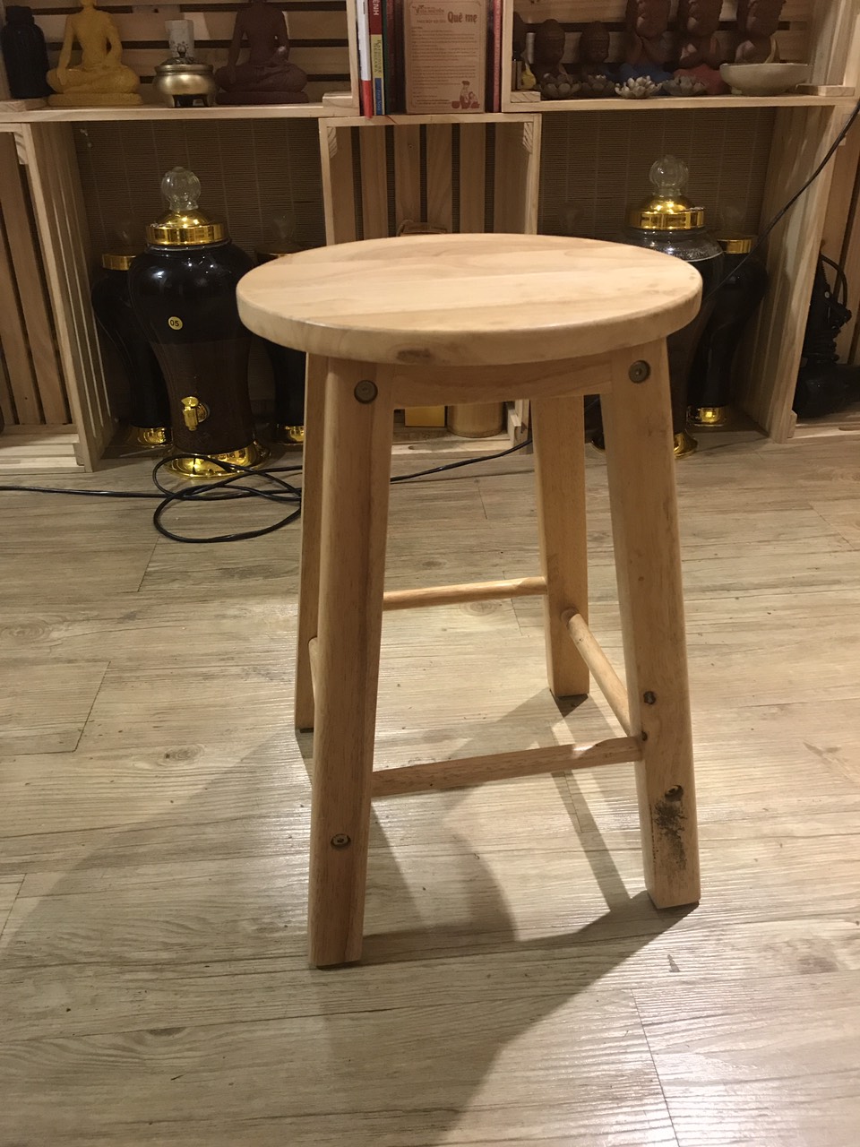 [HCM]Ghế đôn gỗ cao su cao 60cm