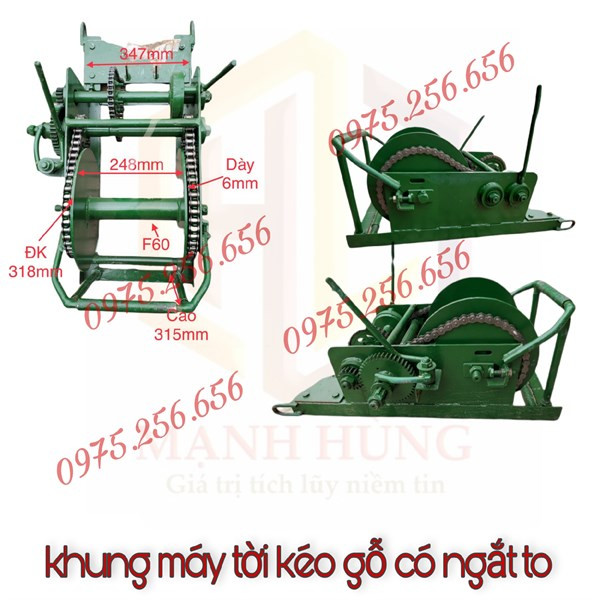 Khung Máy tời kéo gỗ Có Ngắt To máy tời gỗ xới gỗ động cơ xe máy máy nông lâm ngư nghiệp