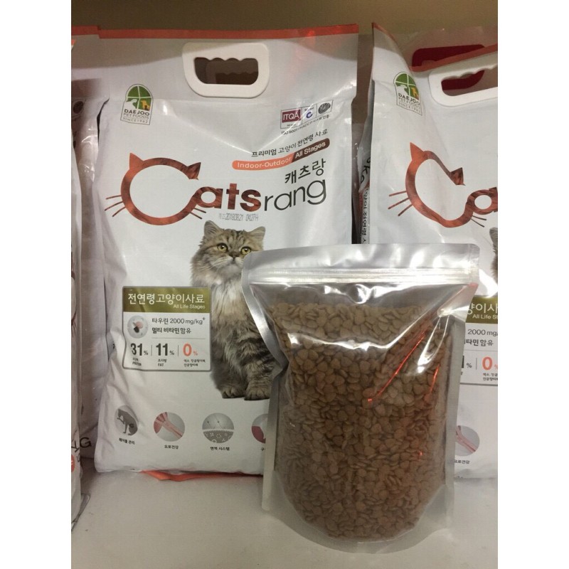 Thức ăn mèo Catsrang nhập khẩu Hàn Quốc - túi 1kg, tăng cường vẻ đẹp da và lông, phòng tránh bệnh quáng gà