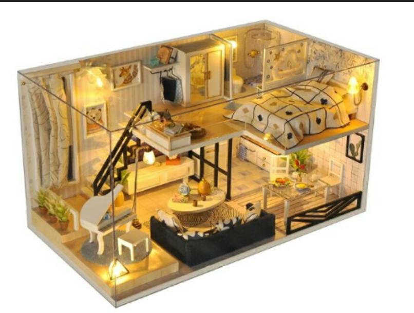 Mô hình nhà gỗ DIY Biệt thự ánh sáng