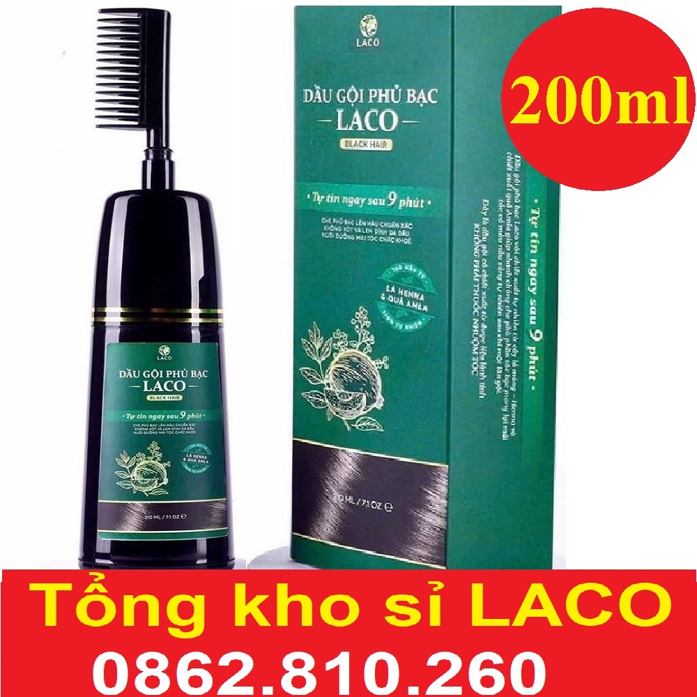 COMBO BLACK 3P & Dầu gội phủ bạc laco black hair 200ml [date 2025]